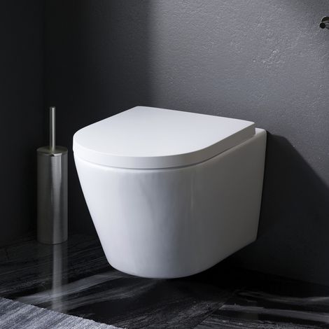 AM.PM WC Suspendu sans bride WC en céramique sans rebord avec couvercle de siège Softclosing (1/5)
