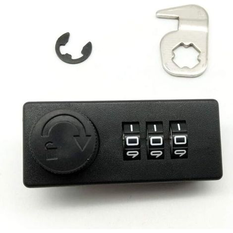 3-stelliges Zahlenschloss, Schrankschloss aus Metall für Schubladen, schwarz (1/5)