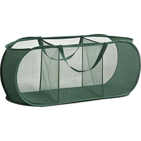 Pop Up Wäschekorb faltbar mit 3 Fächern, 100L, Grün (1/3)