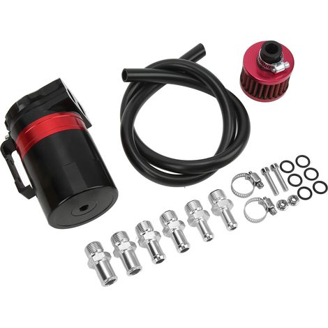 Récupérateur d'huile moteur avec chicanes internes, filtre à double chambre, en alliage d'aluminium, protection moteur universelle rouge (1/5)