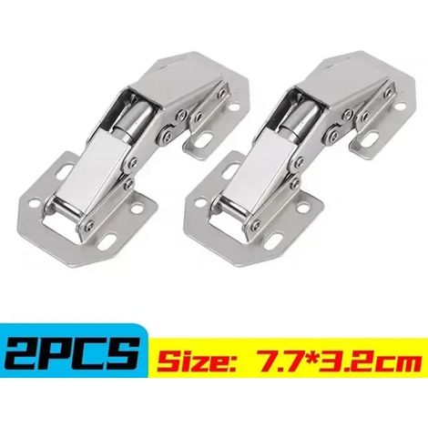 (2 pièces) Charnières de placard en acier à 90 degrés, sans perçage, avec amortisseur hydraulique, pour meubles de cuisine et placards. (1/5)