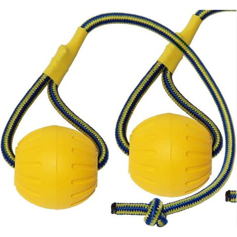 Balle pour chien 2 pièces avec laisse, balle de dressage pour chien en mousse, balle pour chien flottante, grand jouet de remorqueur pour chien (grande balle) (1/2)