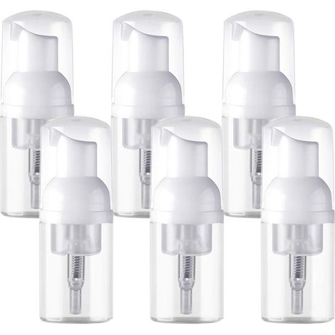 Lot de 6 flacons vides, dont 3 rechargeables en mousse plastique transparente sans BPA - mini distributeurs de savon mousse pour le nettoyage - idéal