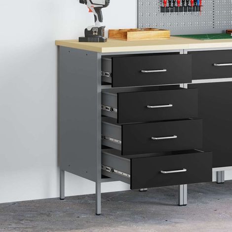 Werkbank mit Schubladen Schwarz und Grau 50 x 55 x 85 cm