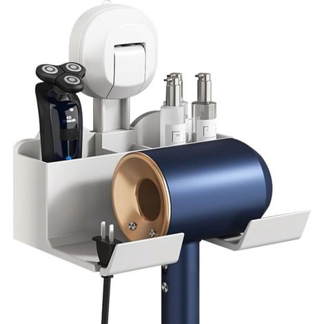 Soporte para secador de pelo，soporte de pared para secador de pelo，colgador sin taladrar (1/2)