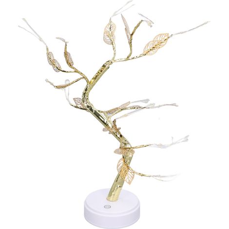 Lampe de table lumineuse en forme d'arbre, à LED, fil de cuivre, avec commandes tactiles et branches réglables, idéale pour les fêtes de Noël et les chambres. (1/5)