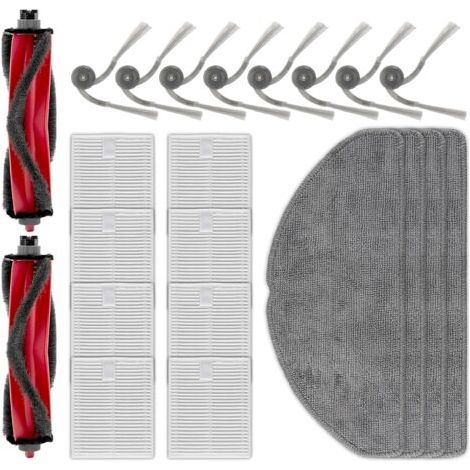 (22 pièces) Kit d'accessoires et de pièces de rechange pour aspirateur robot Roborock Q7 M5, Q7 M5+, Q7 L5, Q7 L5+, 2 brosses rotatives, 8 brosses latérales, 8 filtres HEPA, 4 lingettes de nettoyage (1/5)