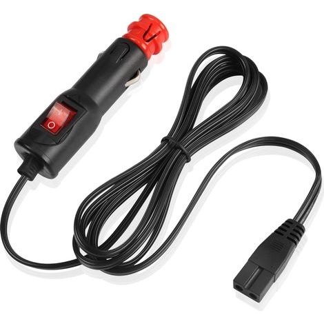 Câble de réfrigérateur de voiture avec interrupteur à bouton-poussoir 12 V/24 V CC 2 broches vers prise allume-cigare pour refroidisseur de voiture 3.6m (1/5)