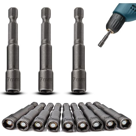 12-teiliger magnetischer 7-mm-Steckschlüsselsatz, CR-V-Stahl, 1/4"-Sechskantantrieb, für Bohrmaschinen und Schlagschrauber (1/5)
