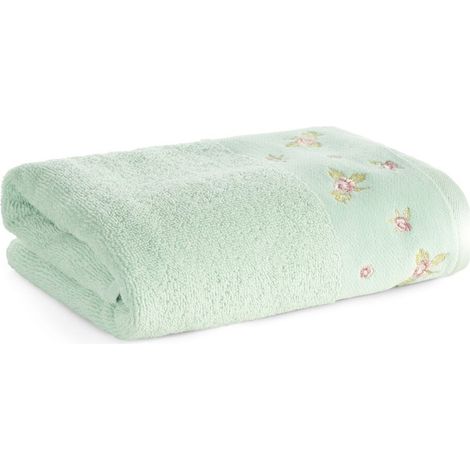 Serviette Dahlia à broderie florale 70x140 cm menthe (1/5)