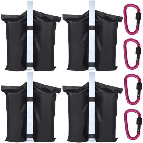 4 Sandsäcke und 4 Karabiner – Zur Erhöhung des Beingewichts von Faltpavillons, Gartenzelten, Sonnenschirmen und Trampolinen (1/5)