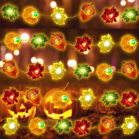 LED Guirlande D'automne, 3M 30LED Guirlandes Lumineuse Automne, Decoration Automne de String Light, LED Guirlande Lumineuse à Feuilles D'automne pour Thanksgiving Décoration