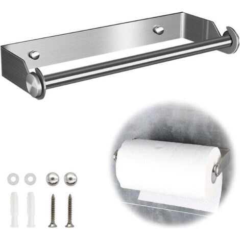 Pair Silberner Wandhalter für Papierhandtücher – Küchenrollenhalter – Spender für Alufolie und Frischhaltefolie – Praktisches Küchenaccessoire