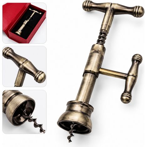 1 Pc Coffret Tire-Bouchon Cadeau Noel Rouge Style Retro Bronze Zinc Inox 19 x 8 cm Ouvrir Vin Multifonction Fete Cadeau Entreprise (1/5)