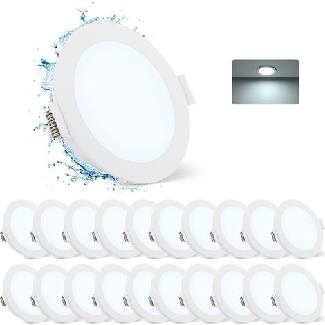 Spot LED Encastrable Noir Extra Plat, 10 x 5W Spot Salle de Bain IP65, Spot Encastré 4000K Blanc Neutre 400lm, Plafonnier Encastrable Trou 68-80mm, Spots de Plafond Pour Salon Chambre Cuisine (1/5)
