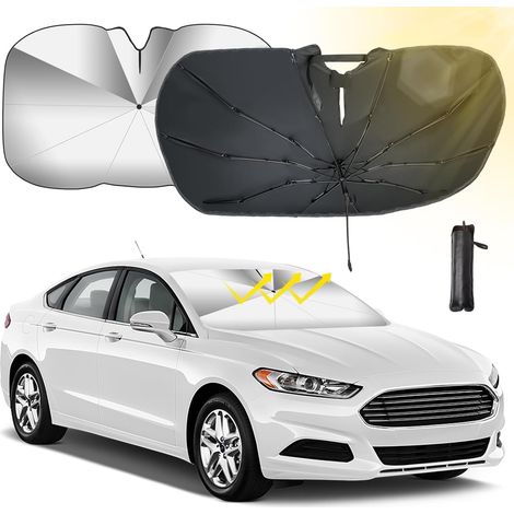 Pare Soleil Voiture Pare Brise Avant Pare Soleil Pliable Amélioré Pare Brise Protection UV Rotation à 360° Arbre Pliable Protégez Votre Voiture des Rayures 132  73cm(52 x 29 Pouces)