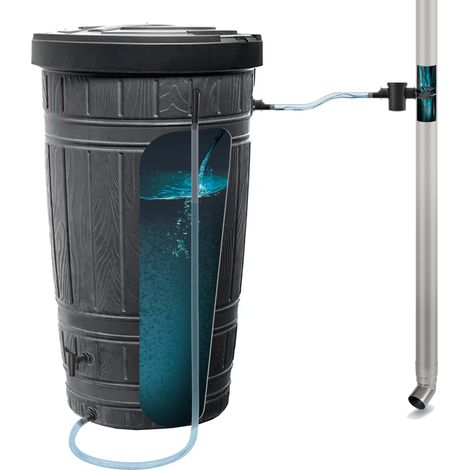 Réservoir d'eau de pluie woodcan 265l, dimensions (mm) 648x648x1128, couleur noir + Set d'accessoires icanset7 (1/5)