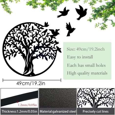 Decorazione murale in metallo a forma di albero della vita per interni/esterni, giardino, casa, camera da letto, soggiorno, 49 cm - ALTRO (1/3)