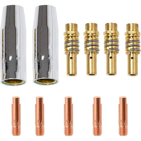Adapté au MIG MB15AK 11 PCS 2 Buse gas conique, 5 Tube de contact M6 0,8mm, 4 Supports tube de contact, 15AK Torch Accessoire, MIG Soudeur Consommable Accessoire (1/5)