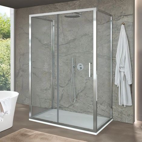 Box doccia 80x120x80 cm con porta scorrevole trasparente H 200 cm Ted (1/5)
