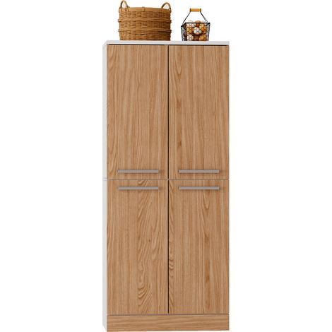 Armoire de cuisine haute 4 portes style réfrigérateur en MDF aspect chêne 76x42x180 cm (1/5)