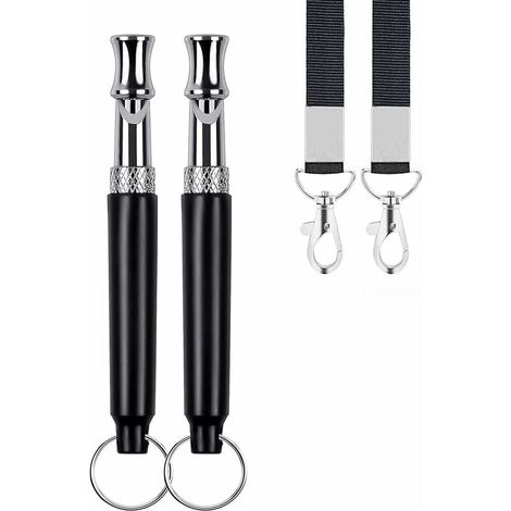 Silbato ultrasónico profesional para perros, frecuencias ajustables, silbato ultrasónico para la obediencia del perro, silbato de entrenamiento de metal con cordón negro—— (1/5)