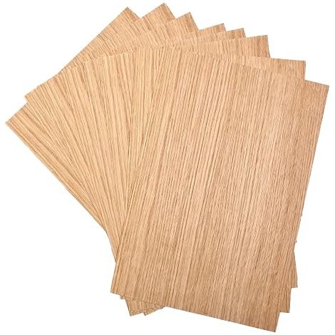 Chapa de roble rayado grosor 0,5 mm x 8 hojas Madera en bruto Chapa adecuada para modelismo muebles trabajos de reparación renovación bricolaje DIY tintes artesanía (1/5)