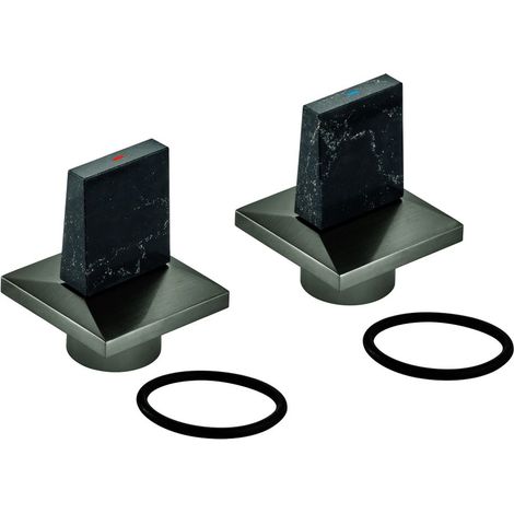 Grohe Griffpaar für Allure Brilliant XL-Size mit Temperaturanzeige Rot/Blau, Hard Graphite gebürstet, 101335AL00 (1/2)