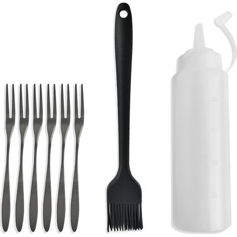 Set d’accessoires pour poffertjes – Flacon doseur – Pinceau – 6 fourchettes – Cuisine et pâtisserie (1/5)