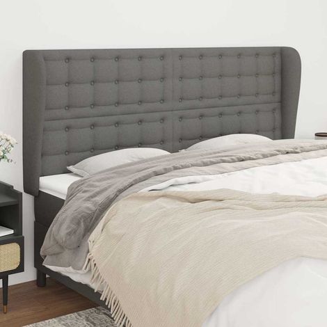 vidaXL Cabecero con orejas de tela gris oscuro 163x23x118/128 cm (1/5)