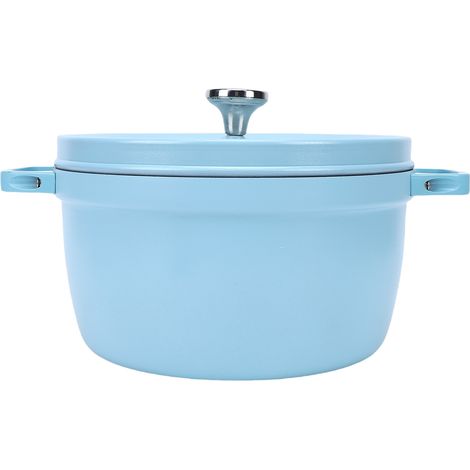 Casserole ronde en fonte émaillée avec couvercle, double poignée et revêtement antiadhésif, compatible avec le four, les plaques de cuisson à gaz et à induction. (1/5)