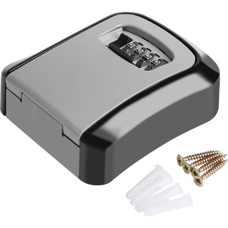 Key Lock Box Wall Mount 4-Combination Key Storage Lockbox Locked Combination Key Waterproof Safe Box for Outside Wall Mount 5 Key Large Capacity (1/5)