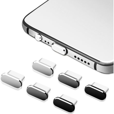 Bouchon Anti-Poussière USB-C - Protection Port Type-C pour Téléphones et Tablettes - Lot de 4 - Couleur Gris (1/5)
