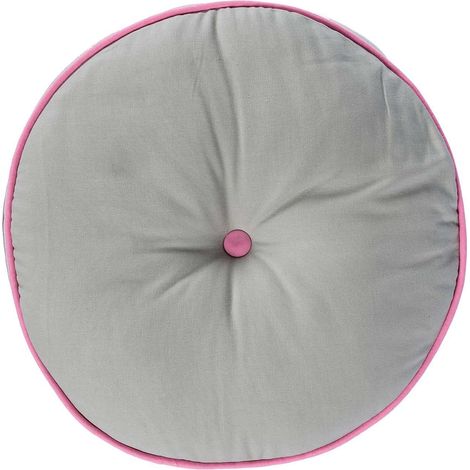 HOMESCAPES Grey and Pink Round Floor Cushion