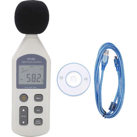 Sonomètre numérique HY-1361, appareil portable avec écran LCD, port USB, mesure du niveau sonore en décibels et enregistreur de bruit, 30–130 dBA, 3 (1/4)