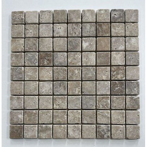 Mosaico - ALBEDO PIERRE - AL-251 - Travertino Invecchiato Noce - 30,5x30,5 cm - Pietra Naturale