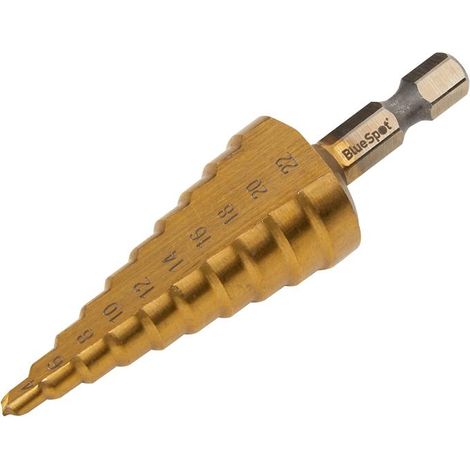 BlueSpot Tools 32052 HSS 1/4in Hex Shank Step Drill 4-22mm B/S32052 (1/2)