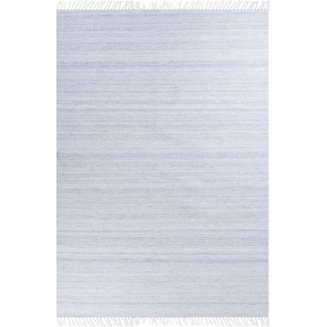 Tappeto in PET riciclato azzurro con frange 160 x 230 cm Malhia