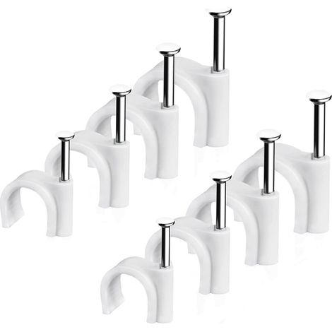 Attache Cable, Clips Câble avec Clou, Serre Cable, Blanc, 20mm, 100 Pièces (1/5)