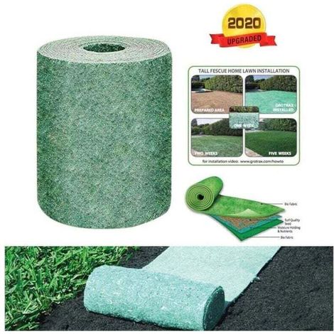 Rouleau de tapis de semences de gazon, tapis de culture d'herbe biodégradable 10FT, tapis de semences de gazon engrais jardin pique-nique jardinage tapis de plantation de pelouse （3×0.2m ）