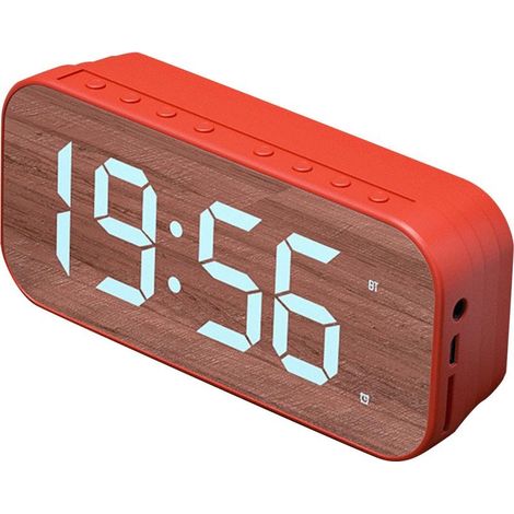Top-speaker Bluetooth alarm digital with display mirror for bedroom desk red (1/5)