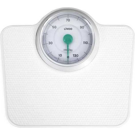 Pese-personne mécanique rétro - LIVOO - DOM490 - Sans pile - Max 136 kg - Métal antidérapant - Blanc
