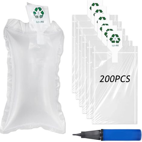 200 Pièces Film de Coussin D'air avec Pompe à Air, Matériau de Remplissage Coussins à Bulles Matériau D'emballage pour Lemballage Et Lexpédition (1/5)