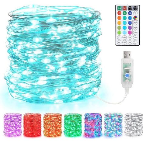 100 LED Guirlande Lumineuse USB, 10 m Fil de Cuivre Souple, RGB avec Minuterie – Décoration Intérieure et Extérieure pour Noël, Mariage, Fêtes (1/5)