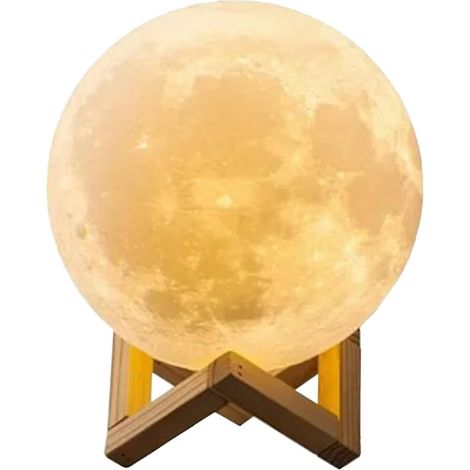 8 cm Moon Lamp, 3D Touch Control LED Night Light, 3 Colours Brightness Adjustable Rechargeable Battery, with Wooden Stand for Valentine's Day Gift Decoration (1/5)