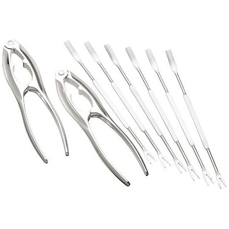 Set of Stainless Steel Fish Crackers and Seafood Forks