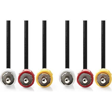 Nedis Composite-Videokabel / 3x Cinch-Stecker / 3x Cinch-Stecker / Vernickelt / 480p / 2.00 m / Rund / PVC / Schwarz / Label