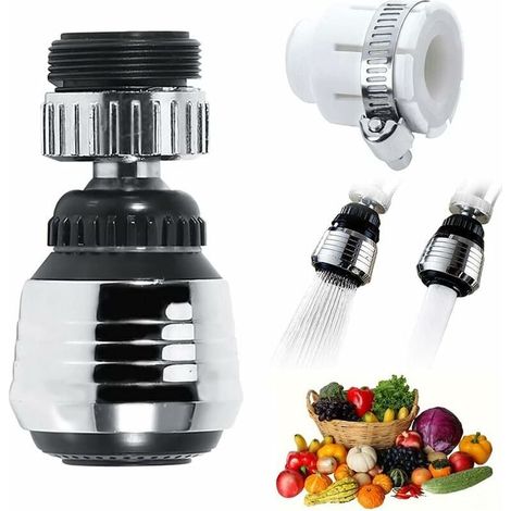 Brise Jet Robinet,Embout Robinet Orientable 360°,Accessoire de Robinet pour Embout Robinet Cuisine,Jet Ventilé Et Jet de Douche,Deux Modes d'Eau (1/5)