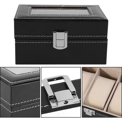 Boîte de rangement en cuir PU de haute qualité à 3 emplacements pour montres et bijoux (1/5)