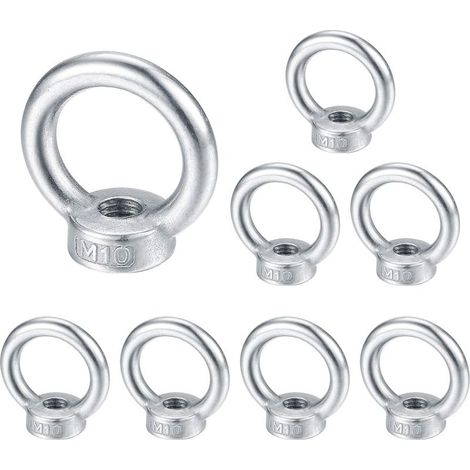M10 écrou à oeil, anneau de levage boulon à œil, acier inoxydable 304 écrou de bague, piton à visser ecrous - 8 Pcs (1/5)